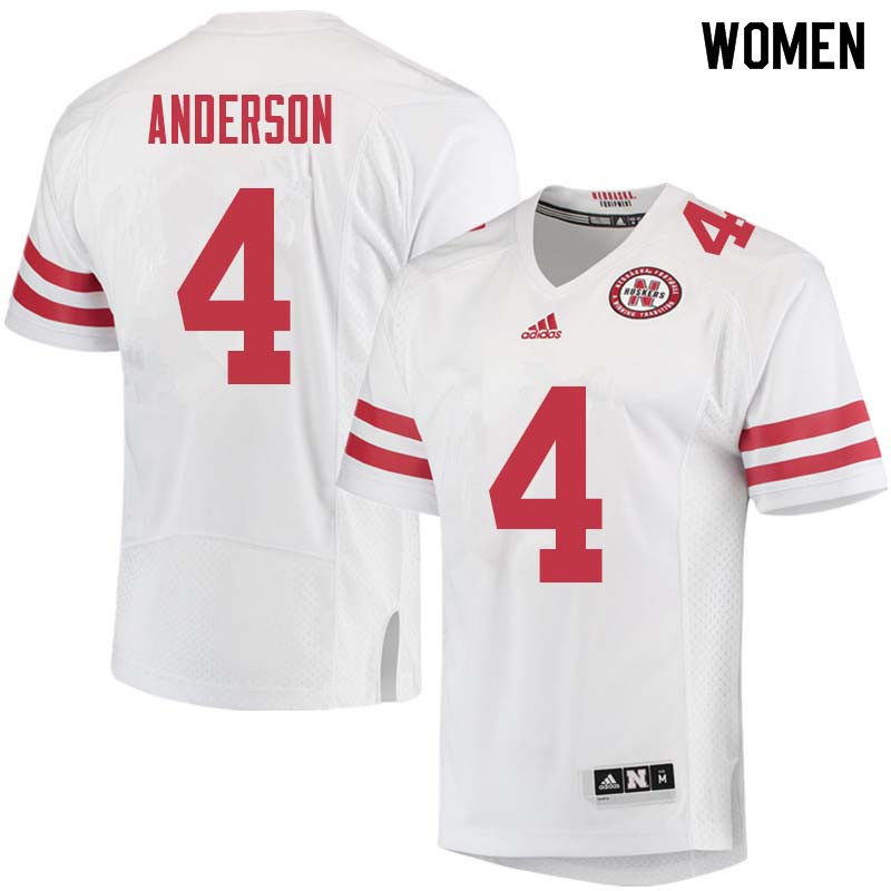 Women #4 Avery Anderson Nebraska Cornhuskers College Football Jerseys Sale-White - Click Image to Close